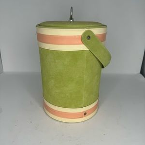 GEORGES BRIARD MCM Pastel Green and Peach Suede Ice Bucket